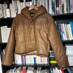 Zoy mock leather puffer jacket